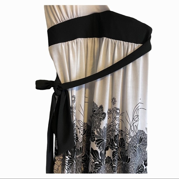 NWT Majora black white floral dress tie waist - Picture 4 of 11